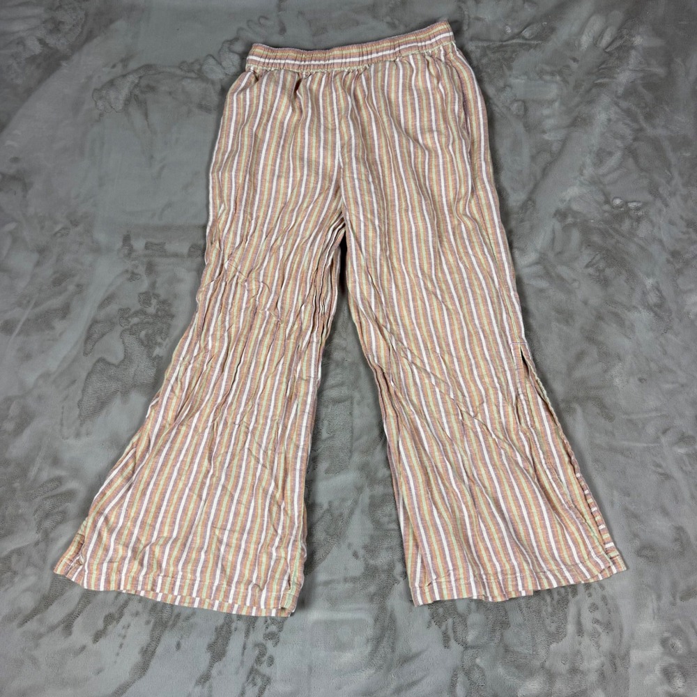 Patagonia Island Hemp Beach Pants Multi Stripe Wide Leg Side Slit Small